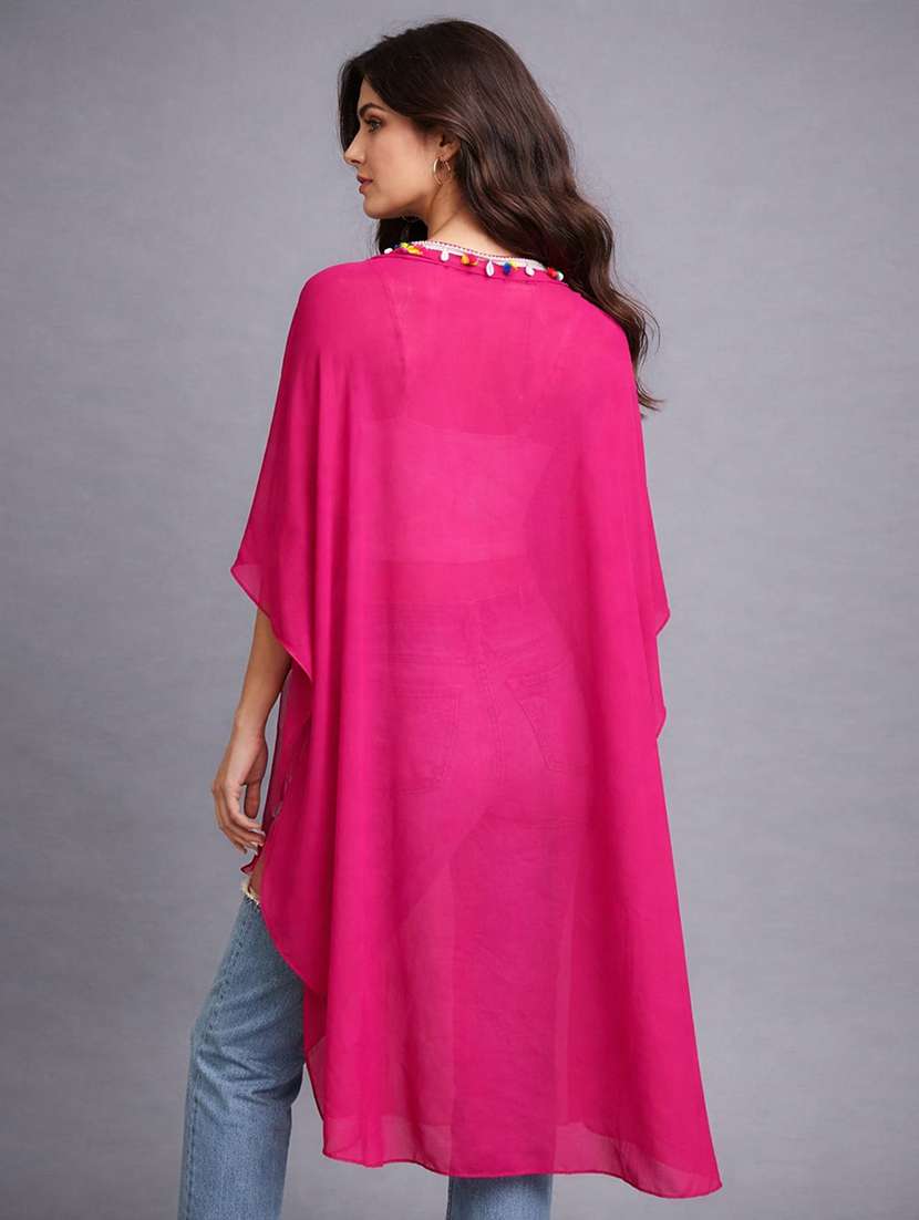 women pink  solid georgette coverup - 22472652 -  Standard Image - 3