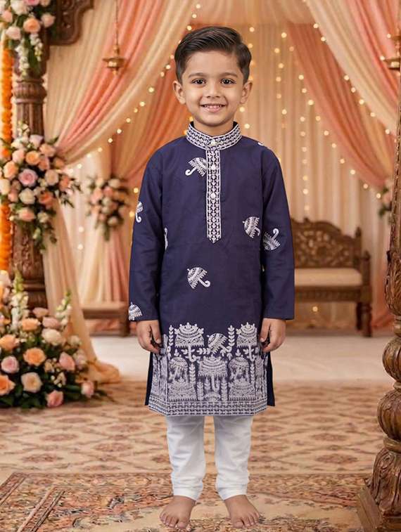 boys purple cotton blend kurta sets kurtas & kurta set