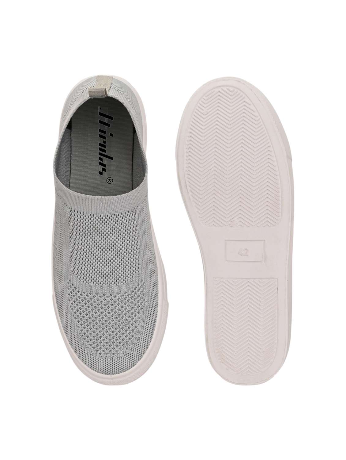 men solid grey slip on sneaker - 22472800 -  Standard Image - 5