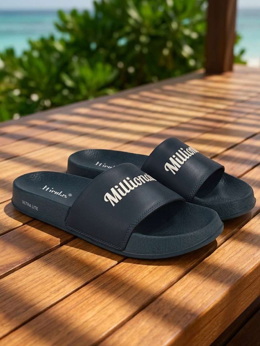 men solid blue slider