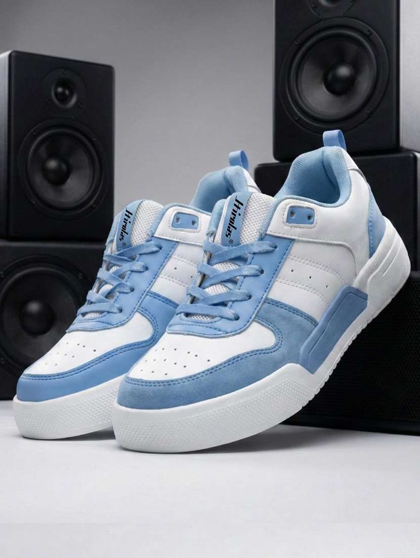 women light blue lace-up casual shoe