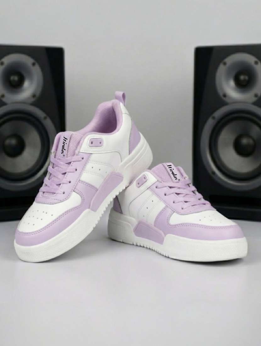 women purple lace-up casual shoe