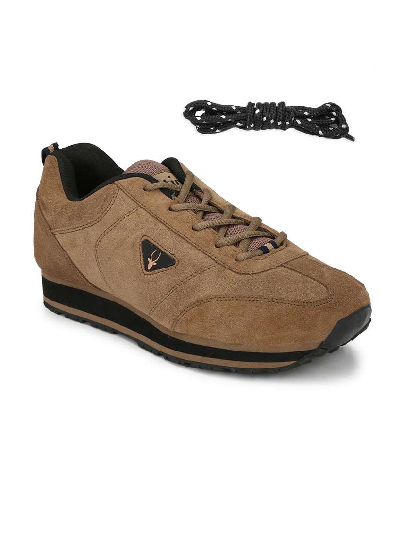 men solid  brown lace up shoe