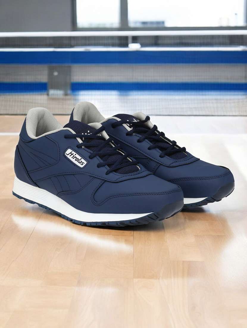 men solid blue lace up shoe
