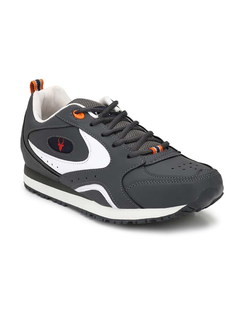 men solid grey lace up shoe