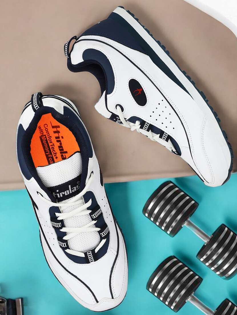 men solid white lace up shoe