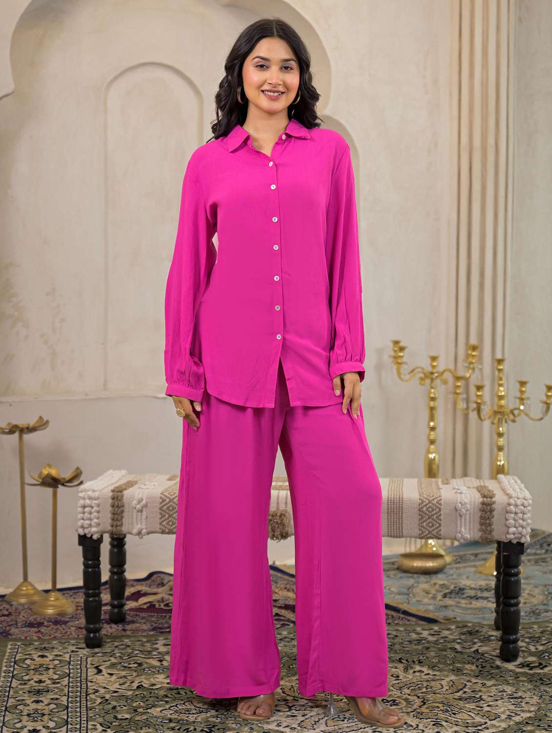 women solid co-ord set