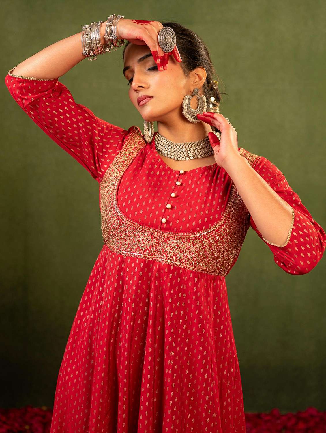 women maroon polyester a-line ethnic dress - 22473099 -  Standard Image - 3