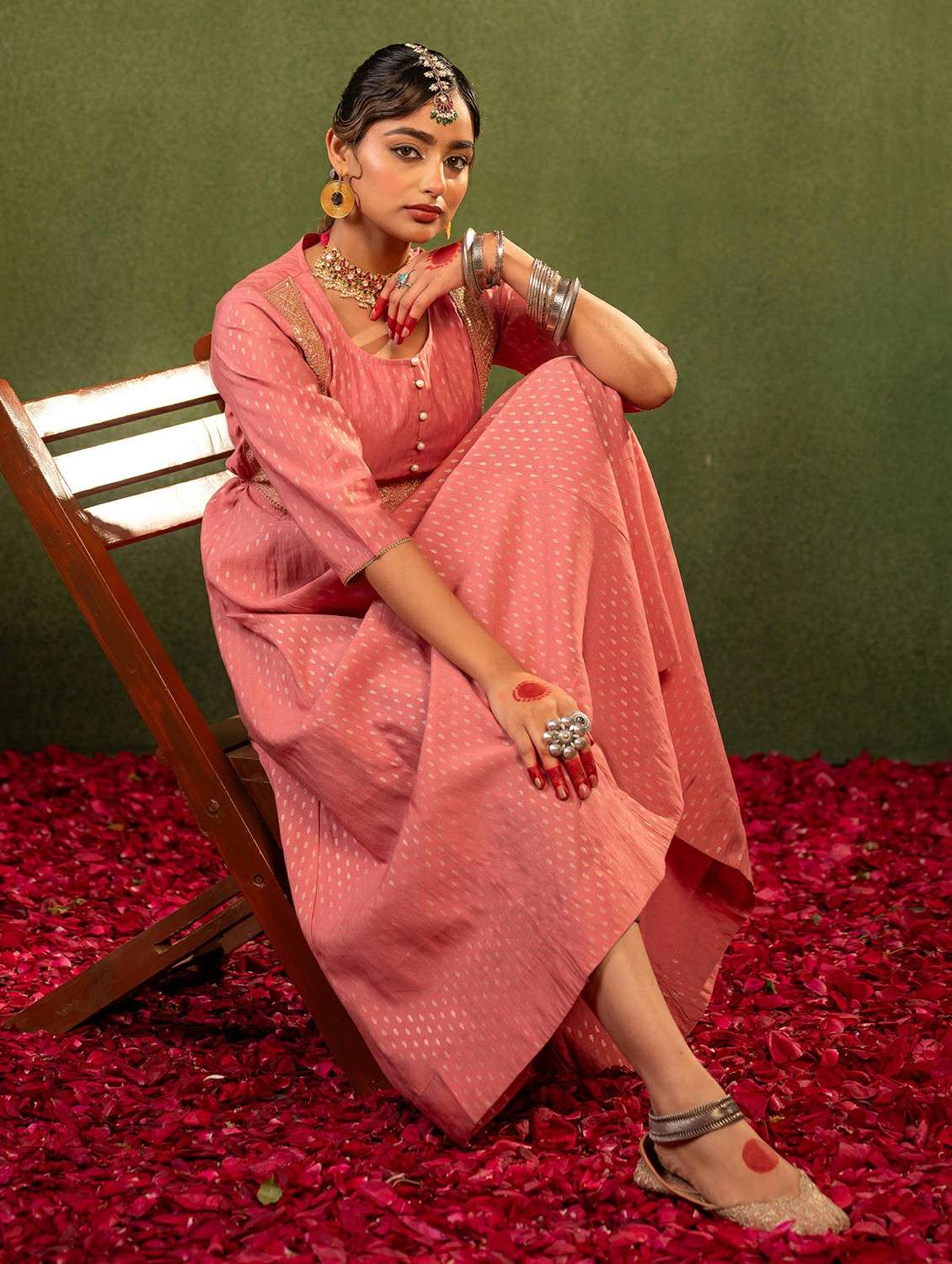 women pink polyester a-line ethnic dress - 22473100 -  Standard Image - 3