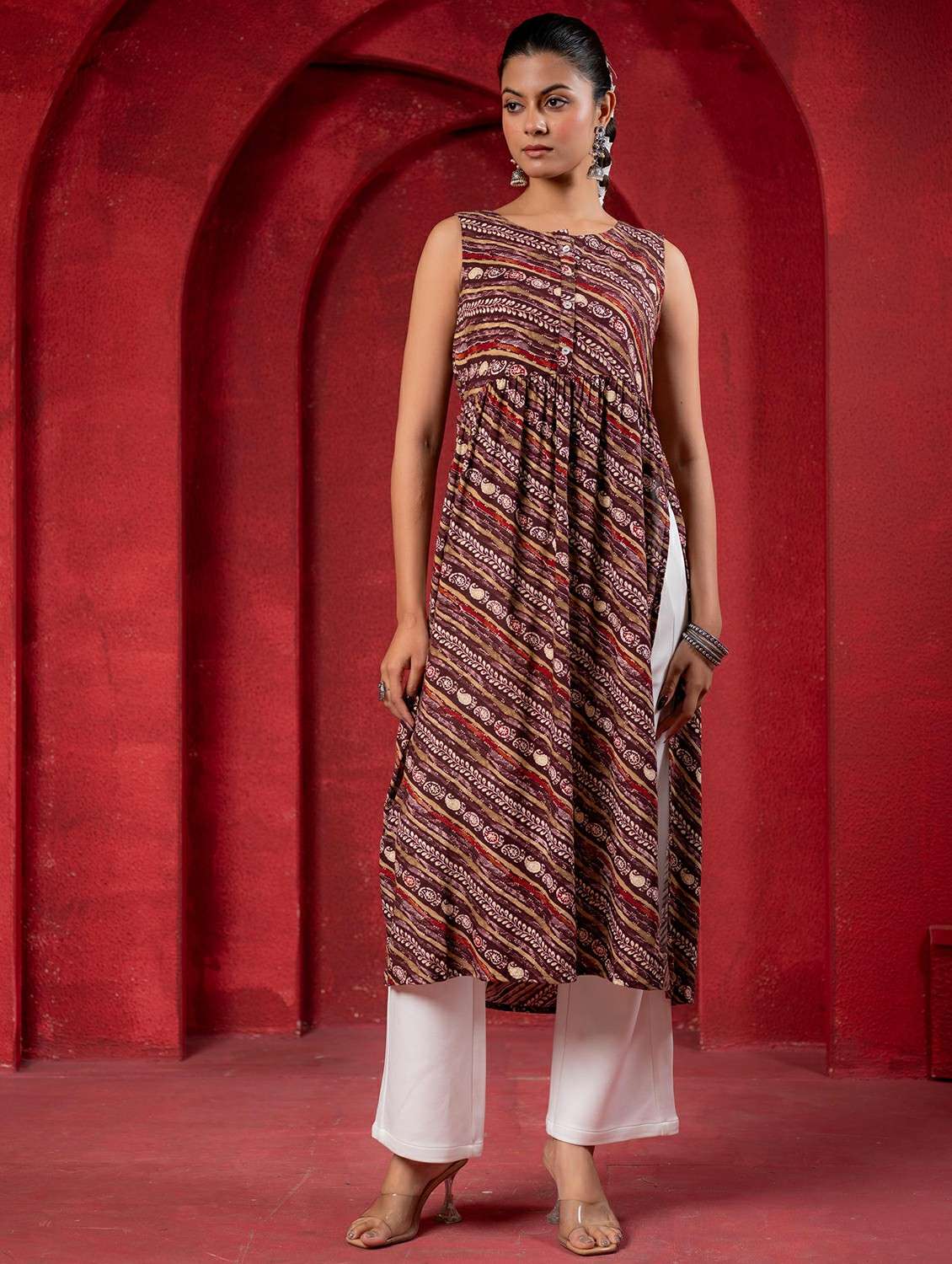 women multi viscose flared kurta