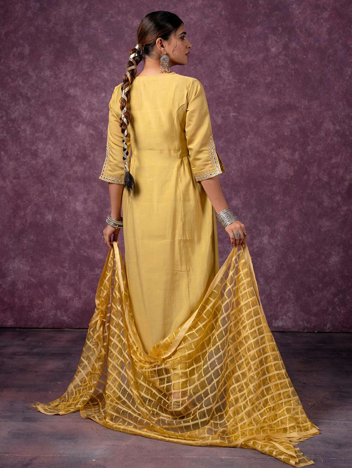 Women Mustard Kurta Pant Dupatta Set - 22473168 -  Standard Image - 3