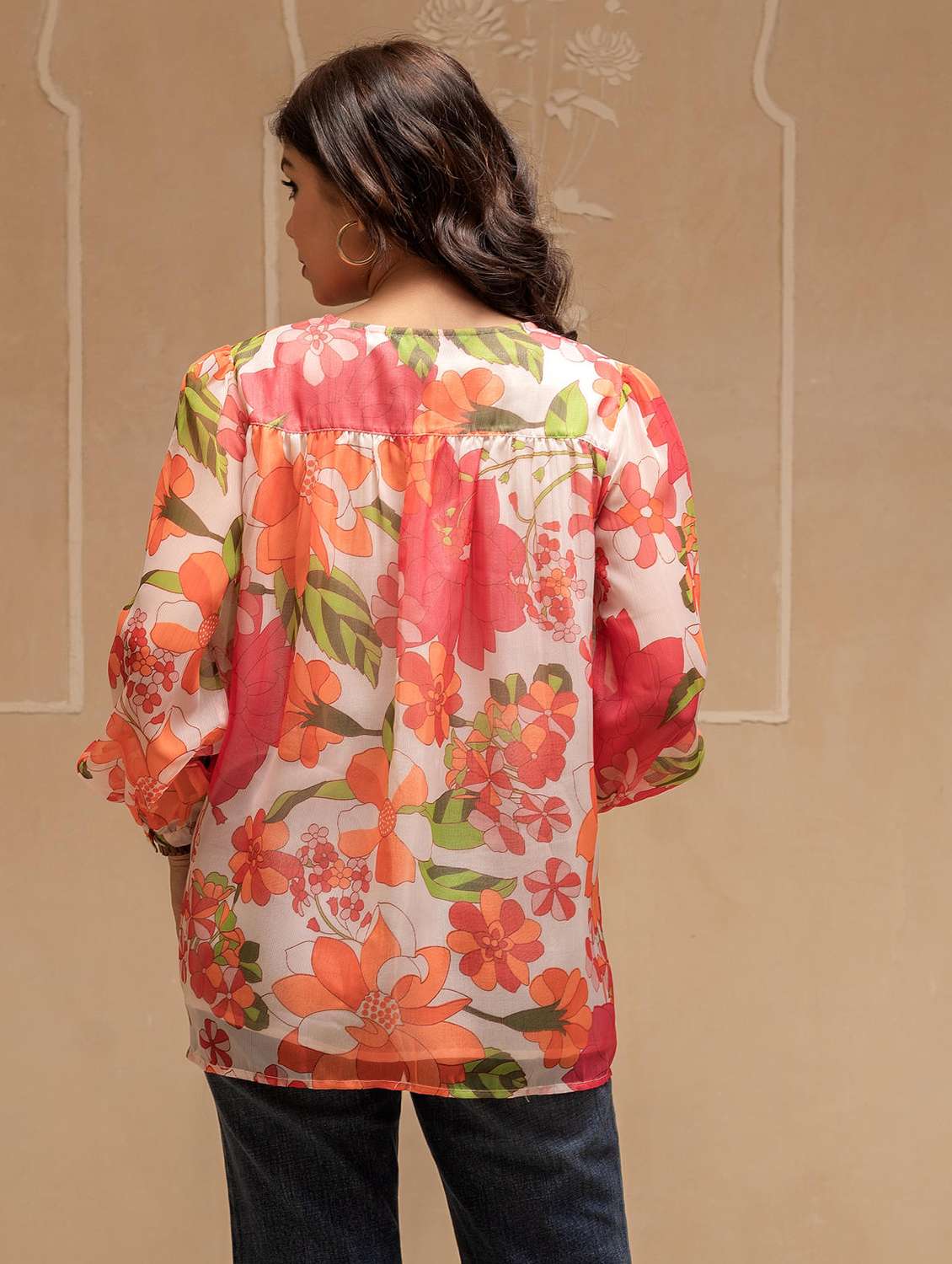 women floral printed long sleeve top - 22473185 -  Standard Image - 3