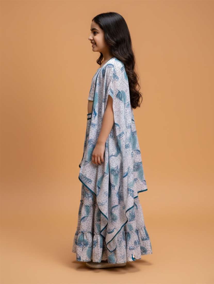 Girl Multi Colored Viscose Skirt Top Set Suit Set - 22473208 -  Standard Image - 3