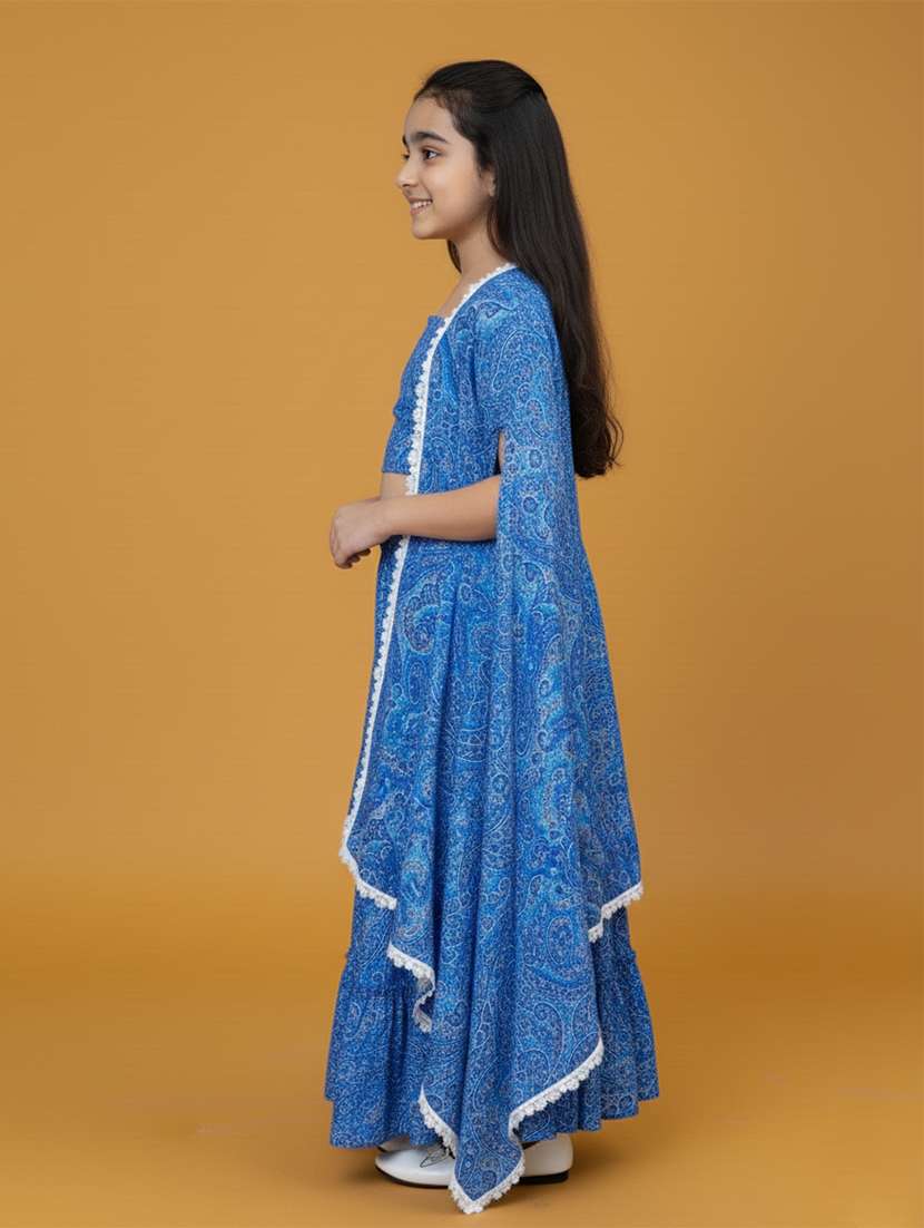 Kids Blue Viscose Skirt Top Set Suit Set - 22473213 -  Standard Image - 3