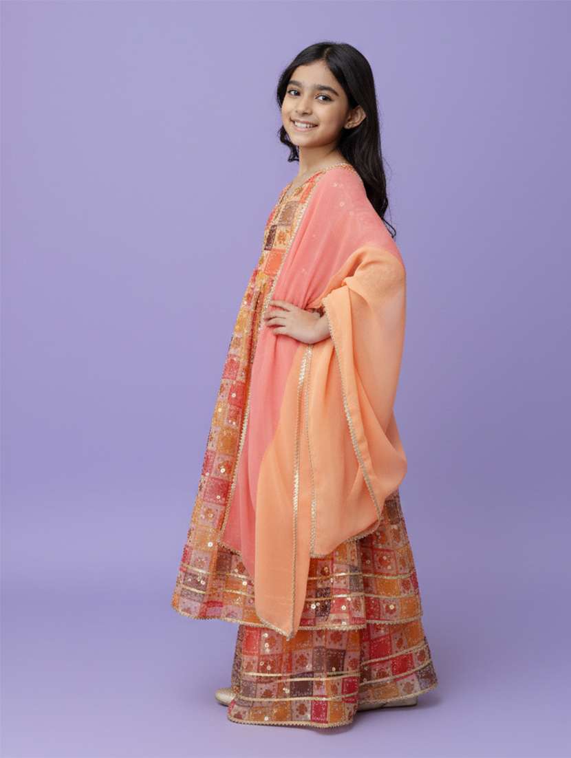 girl viscose kurta sharara set suit set - 22473222 -  Standard Image - 3