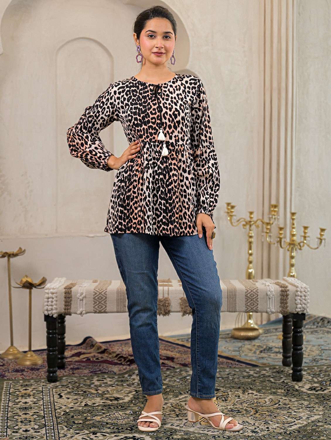 women animal printed long sleeve top - 22473238 -  Standard Image - 3