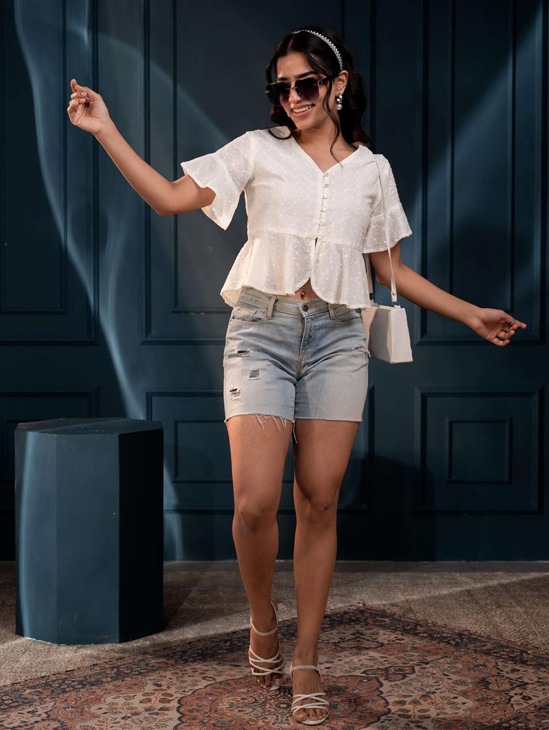 women off white cotton straight top - 22473256 -  Standard Image - 3
