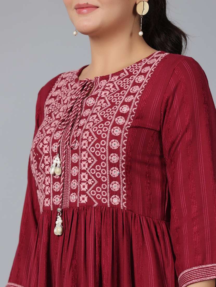 women maroon rayon peplum top - 22473267 -  Standard Image - 3