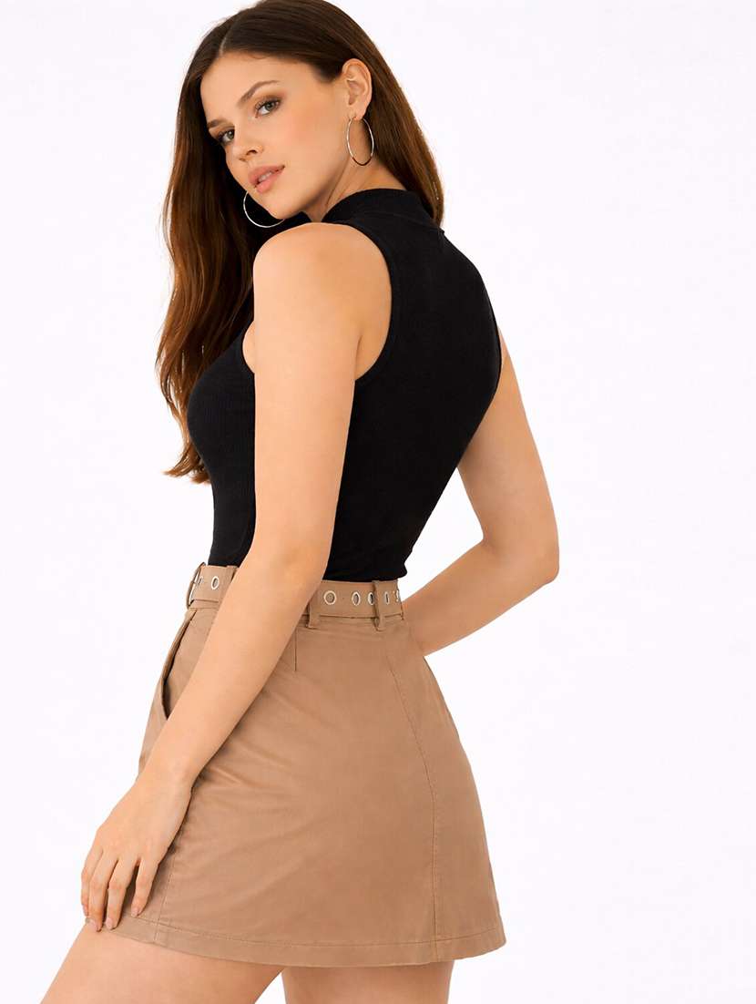 women solid black viscose wrap top - 22473324 -  Standard Image - 3
