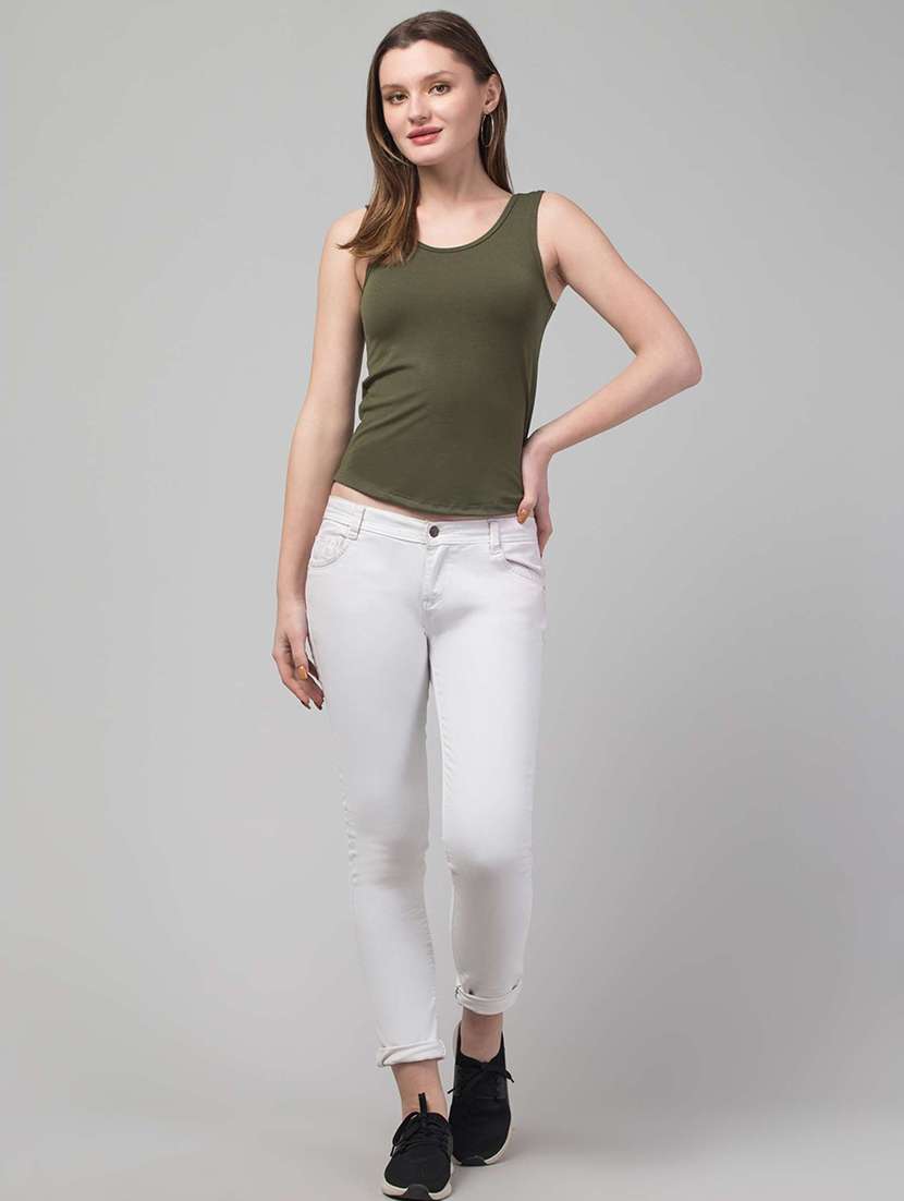 women solid green viscose tank top top - 22473325 -  Standard Image - 3