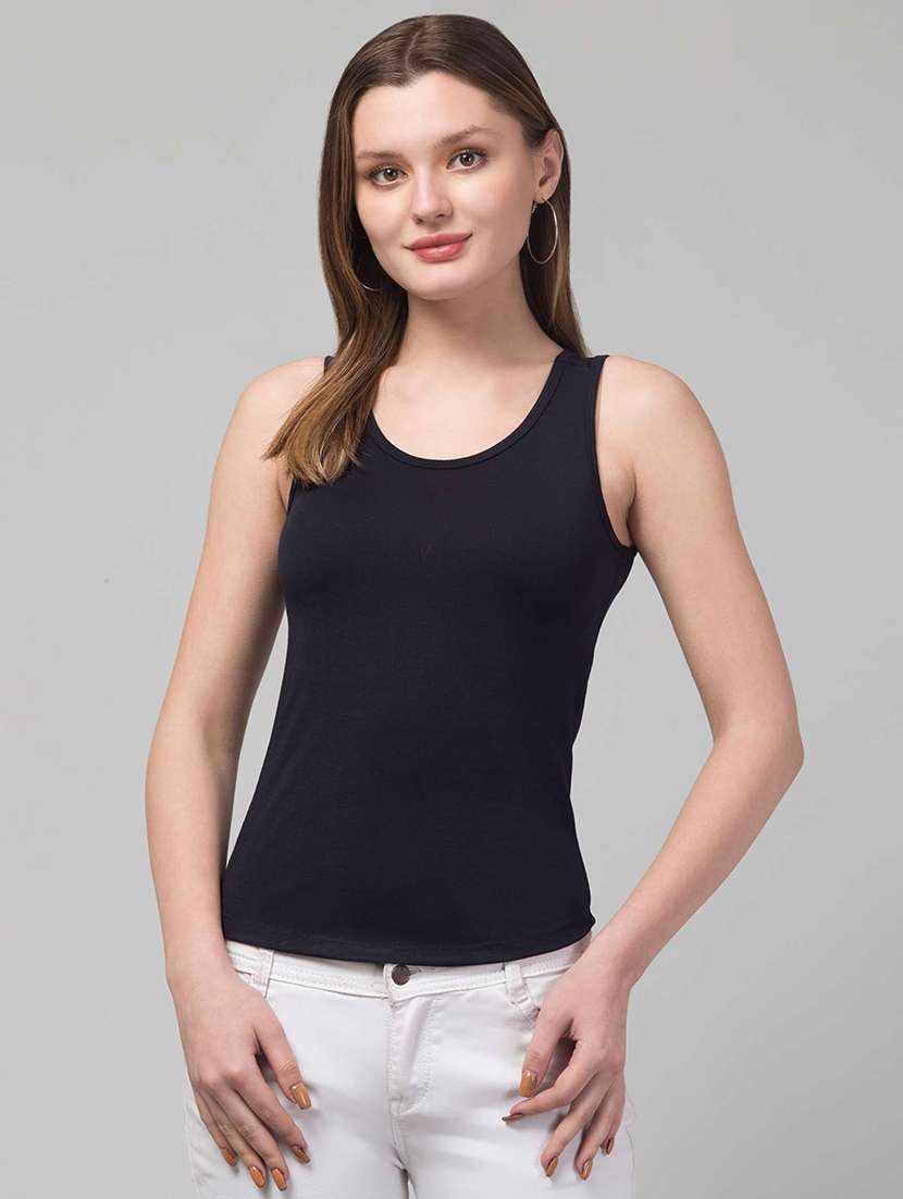 women solid sleeveless tank top