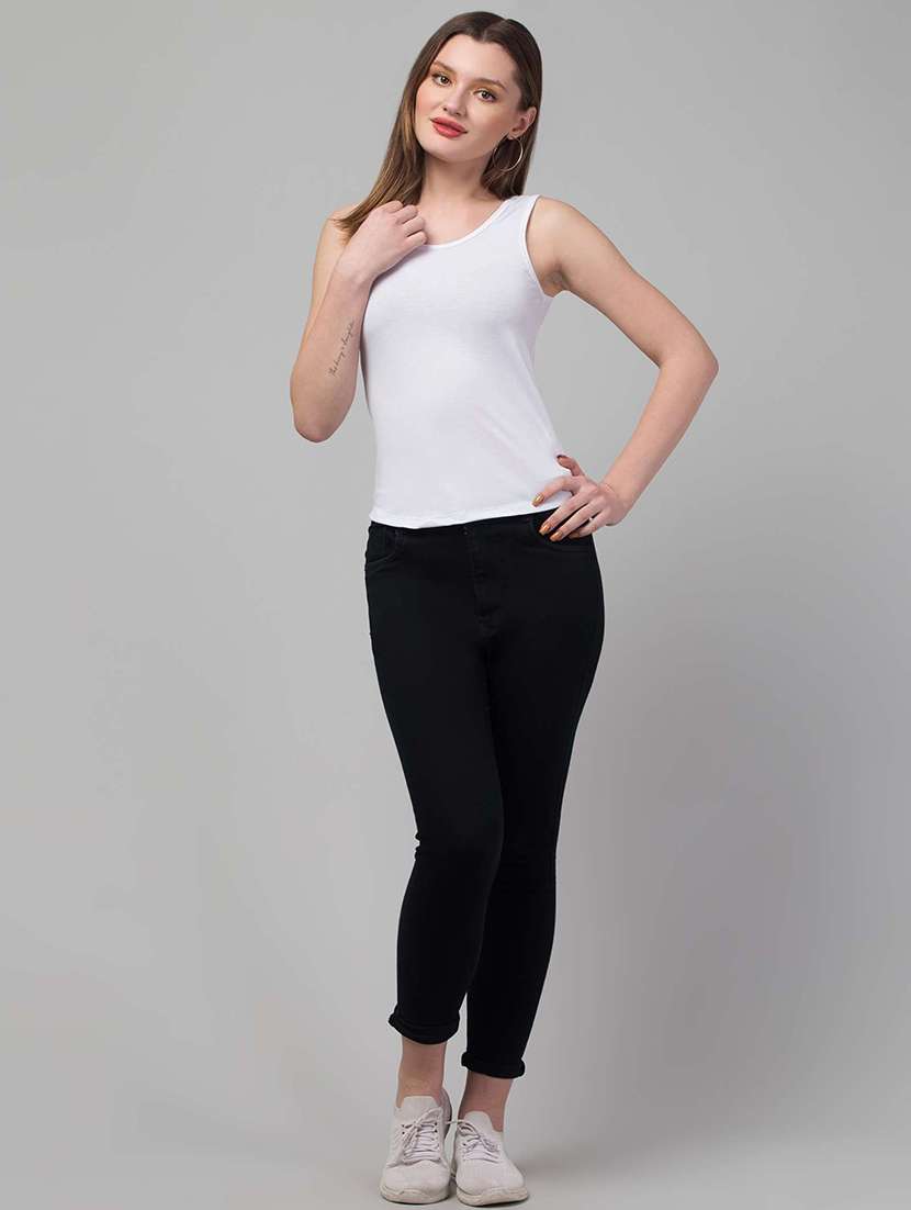 women solid white viscose tank top top - 22473330 -  Standard Image - 3