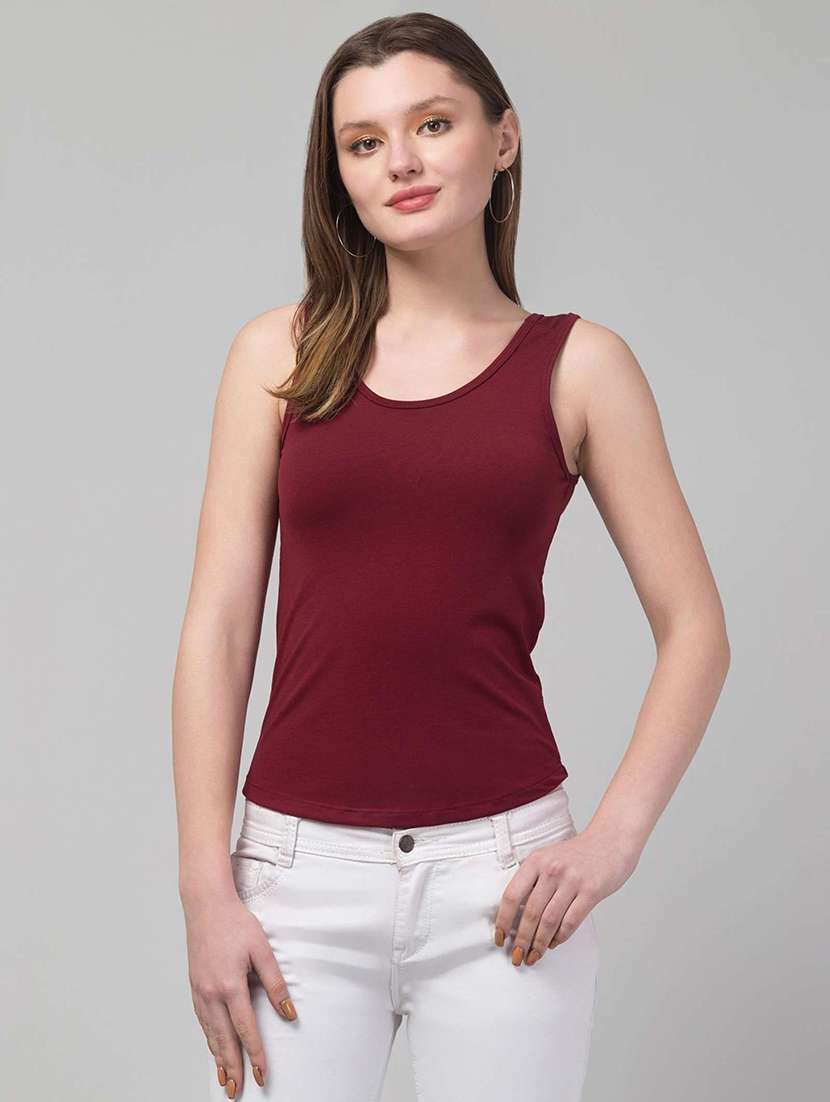 women solid sleeveless tank top
