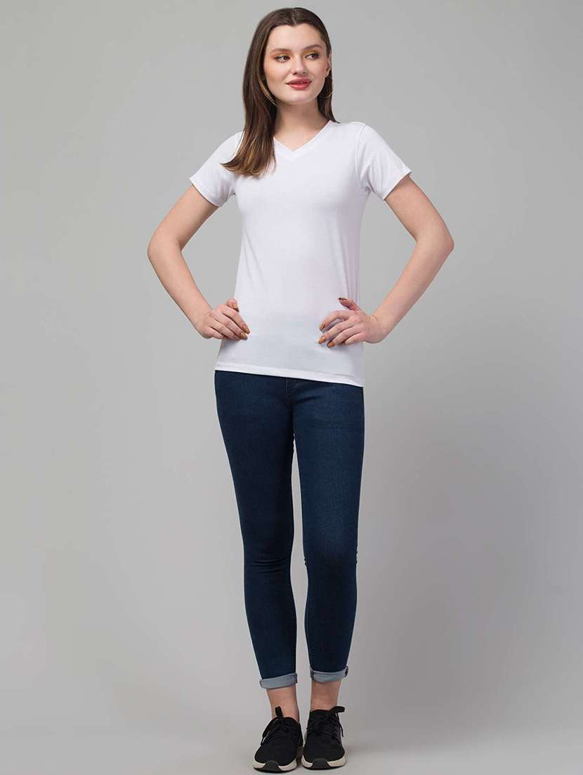 women solid white viscose regular top - 22473332 -  Standard Image - 3