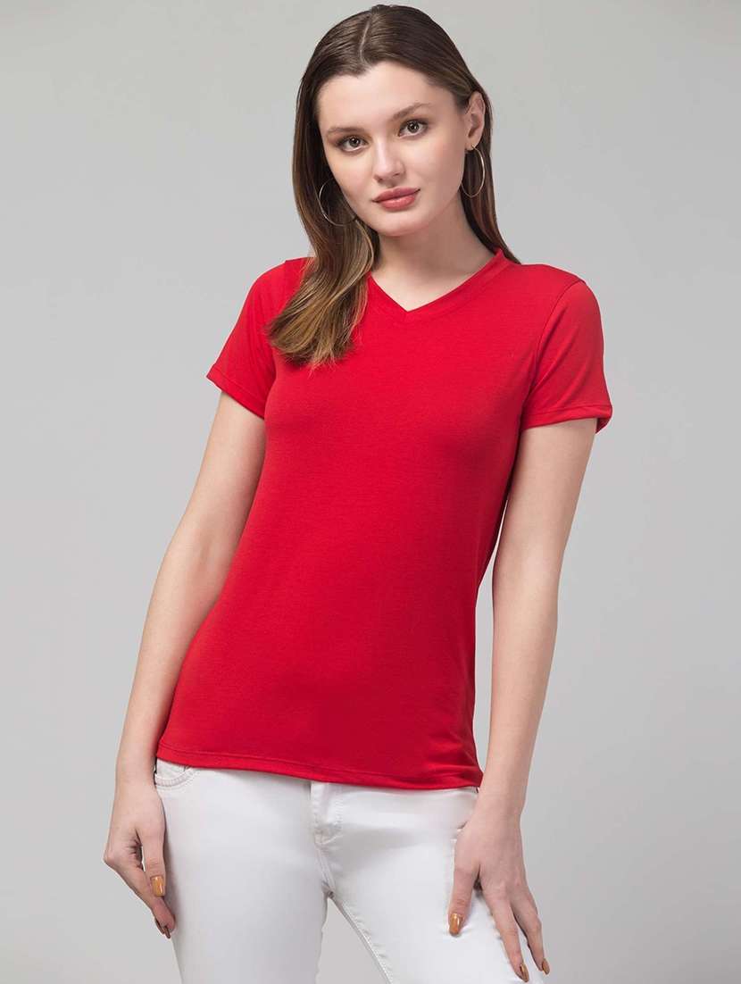 women solid short sleeve straight top