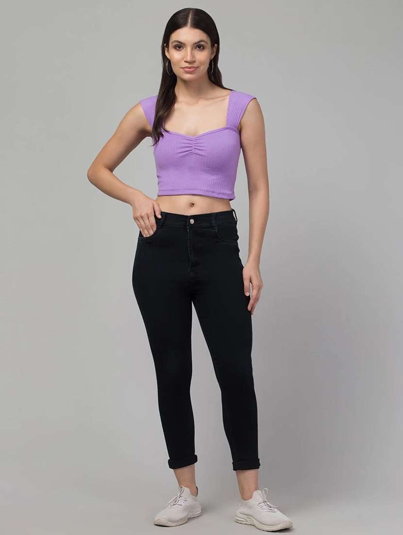 women solid  purple viscose wrap top - 22473349 -  Standard Image - 3