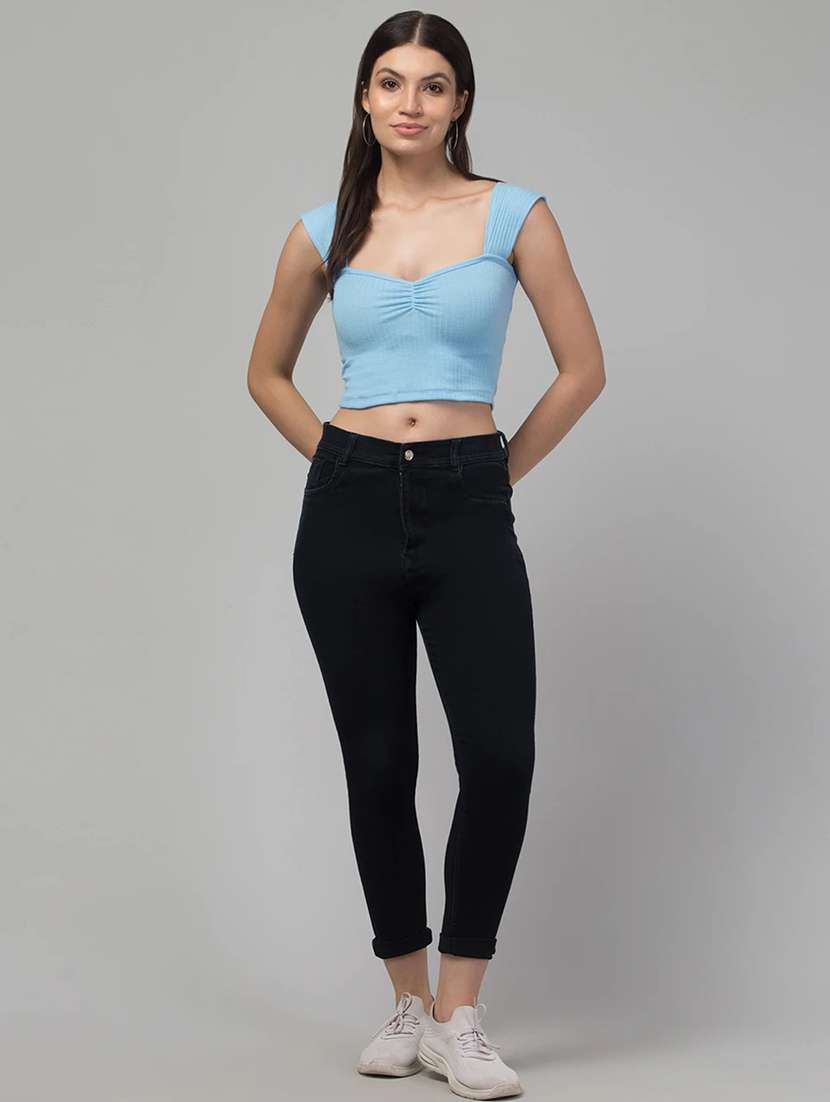 women solid blue viscose wrap top - 22473350 -  Standard Image - 3
