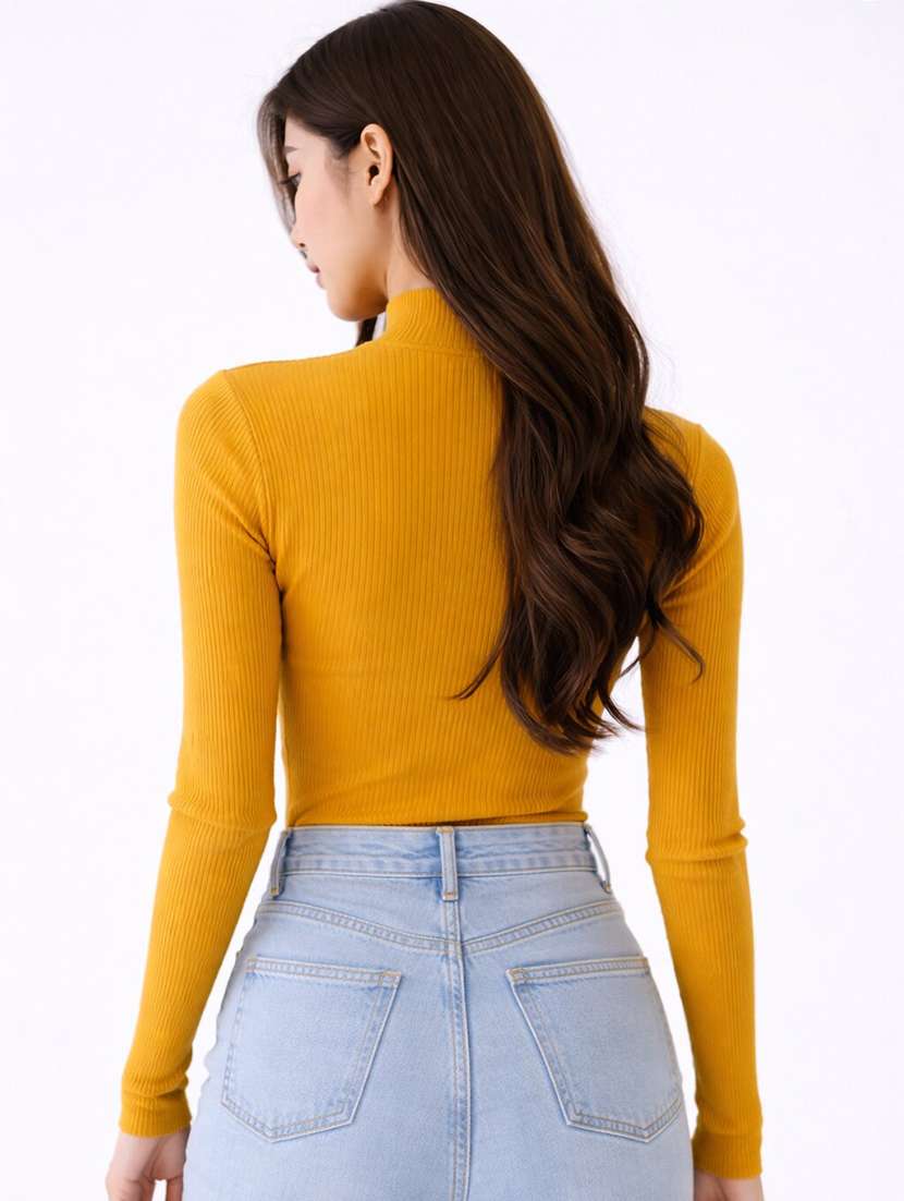 women solid long sleeve straight top - 22473352 -  Standard Image - 3