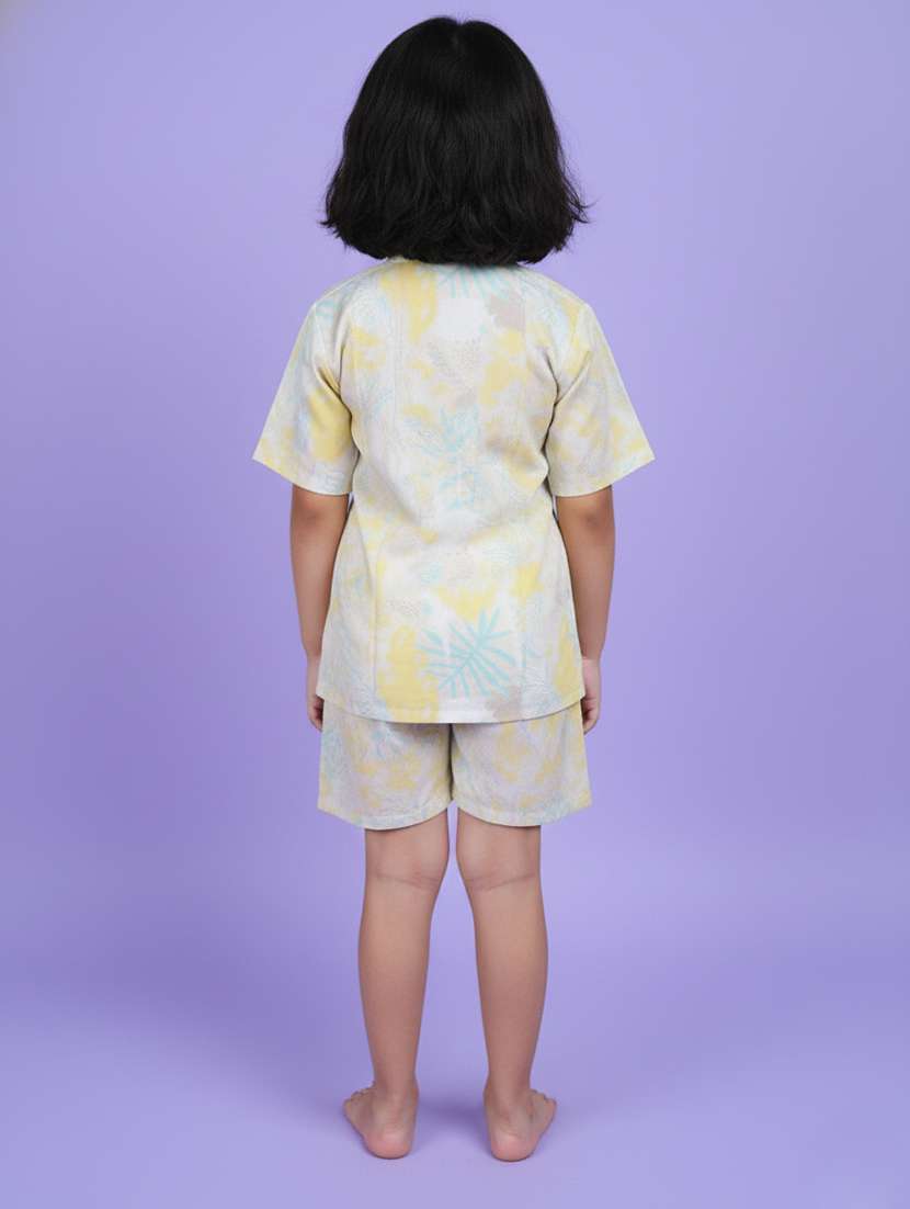 Girls Yellow Viscose Shorts & Top Set Co-ord Set - 22473360 -  Standard Image - 3