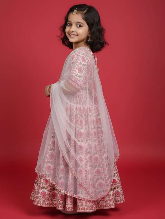 girls maroon viscose lehenga choli - 22473419 -  Standard Image - 3