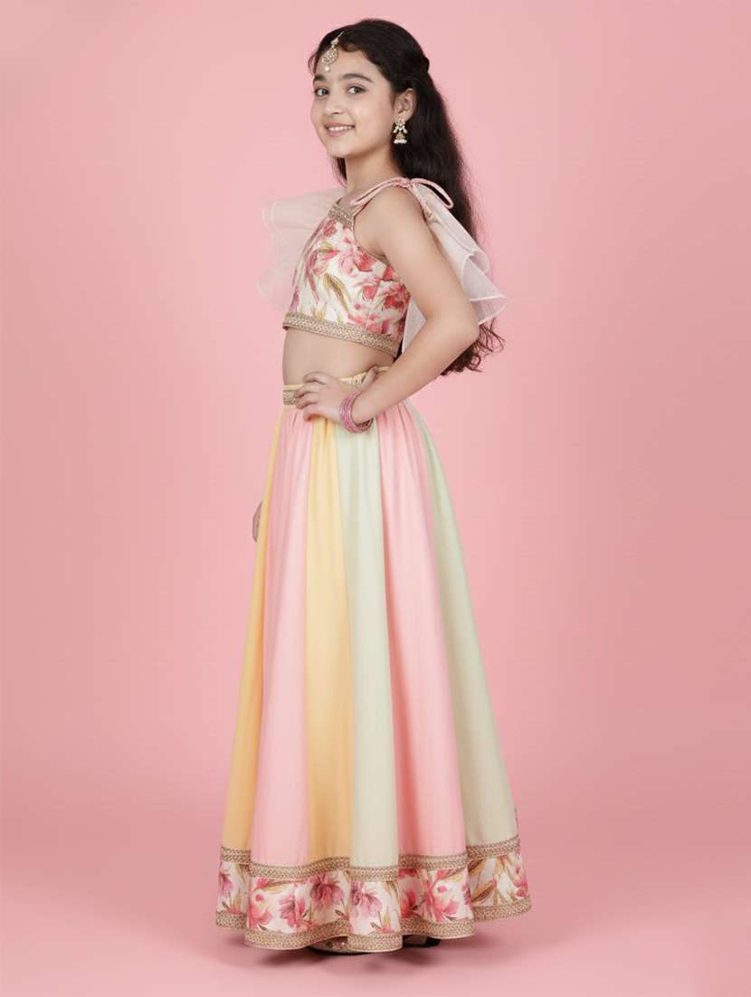 girls floral multi colored viscose lehenga choli - 22473425 -  Standard Image - 3