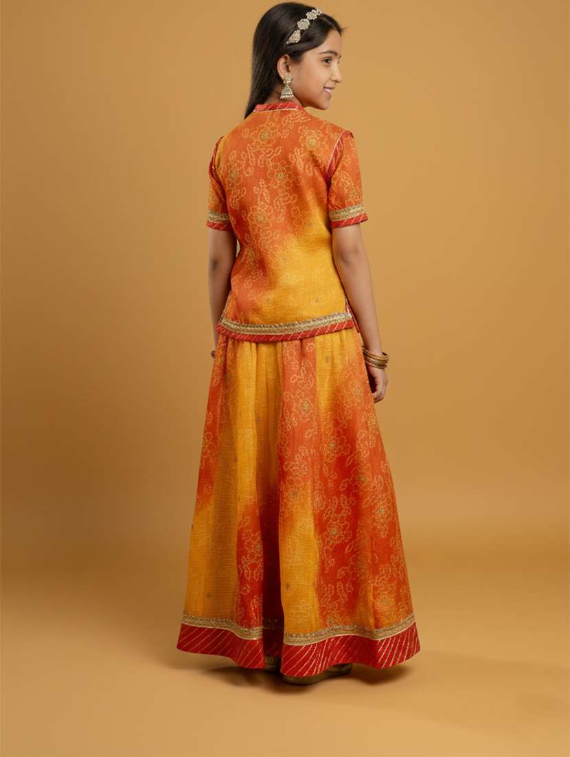 girls multi colored chanderi silk lehenga choli - 22473433 -  Standard Image - 3