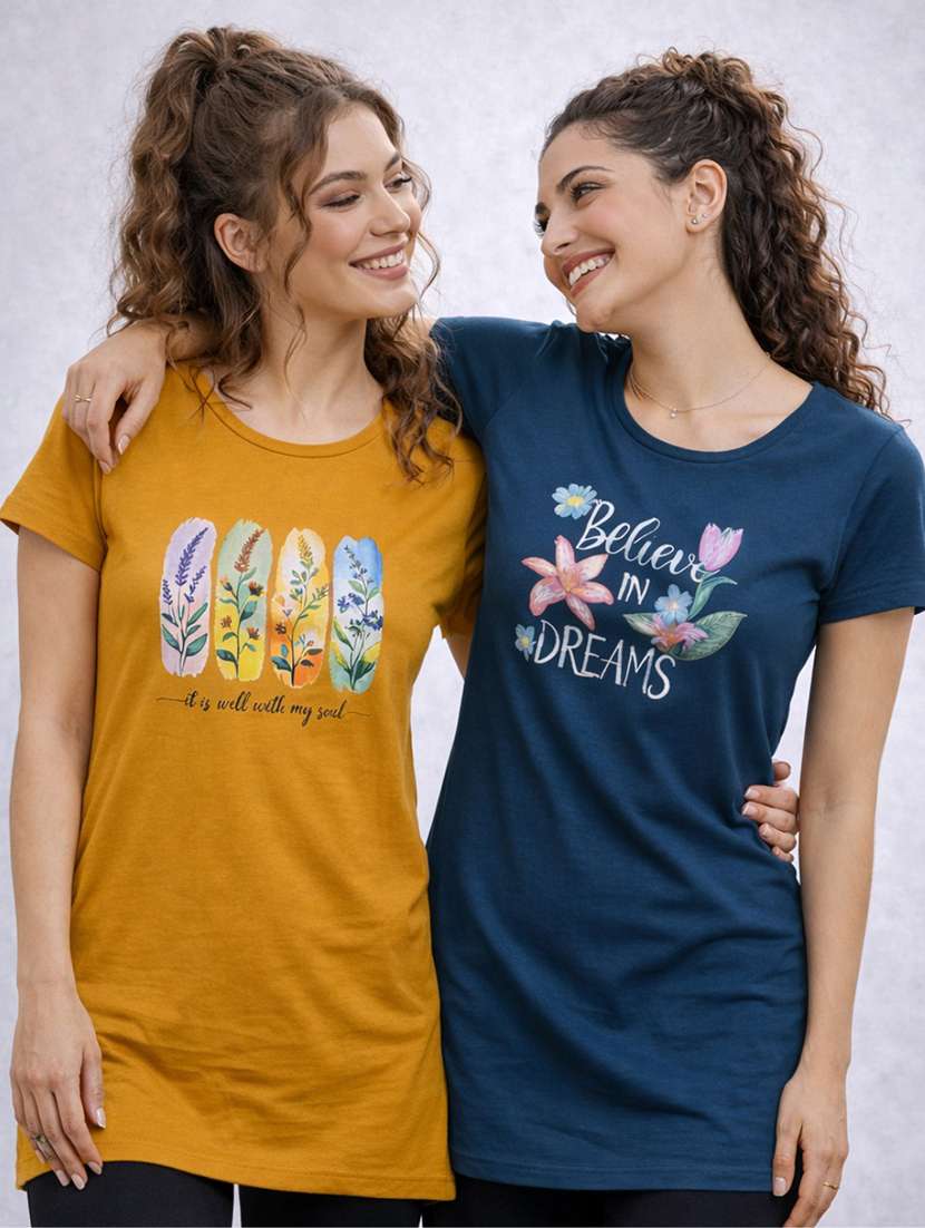 women pack of 2 printed short sleeve loungewear t-shirt