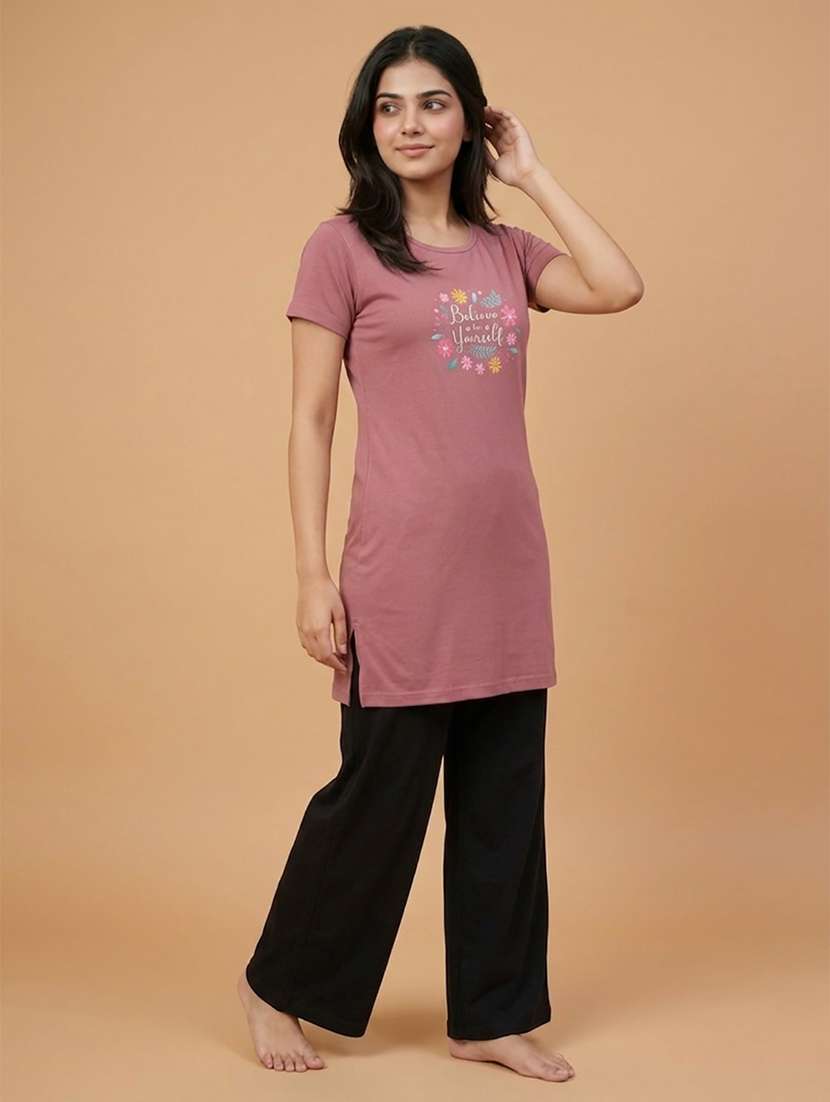 Women Pack Of 2 Printed Short Sleeve Loungewear T-shirt - 22473523 -  Standard Image - 5