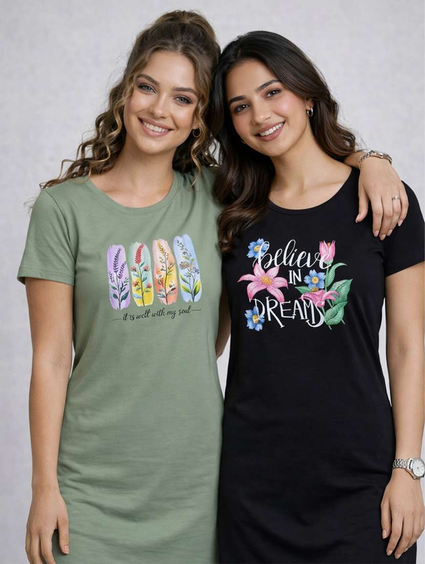 women pack of 2 printed short sleeve loungewear t-shirt