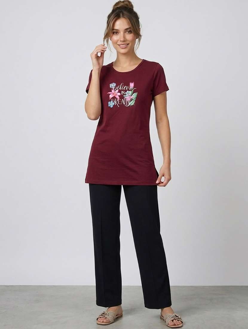 women pack of 2 printed short sleeve loungewear t-shirt - 22473601 -  Standard Image - 5