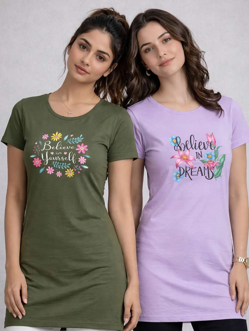 women pack of 2 printed short sleeve loungewear t-shirt