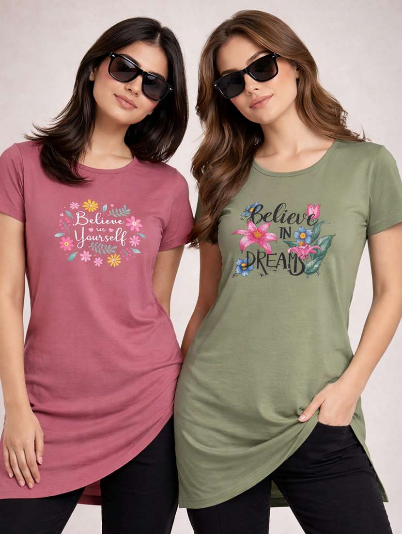 women pack of 2 printed short sleeve loungewear t-shirt