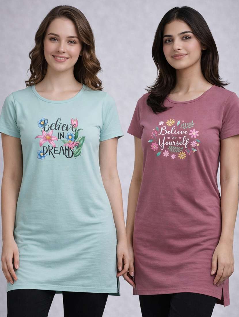 women printed peach cotton blend front print t-shirt