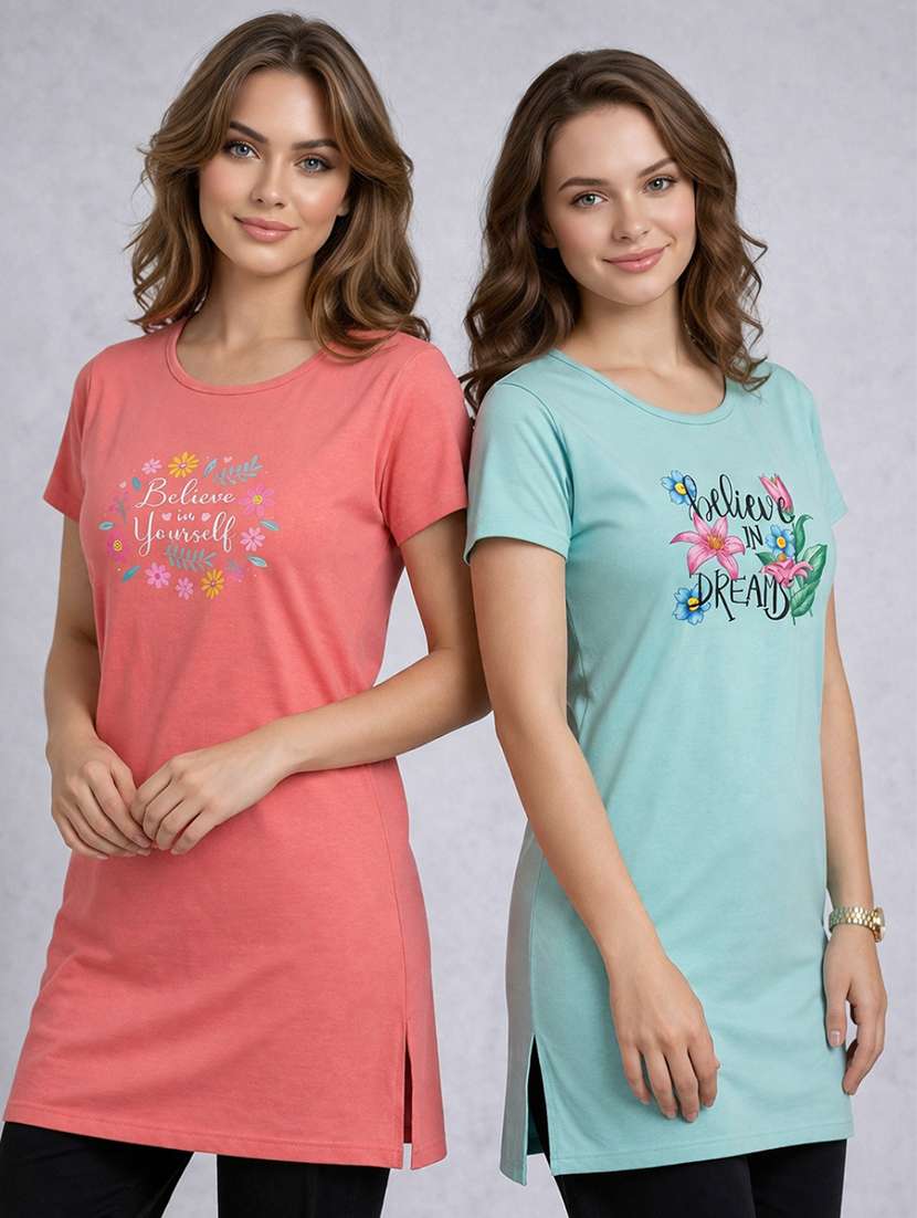 women printed peach cotton blend front print t-shirt