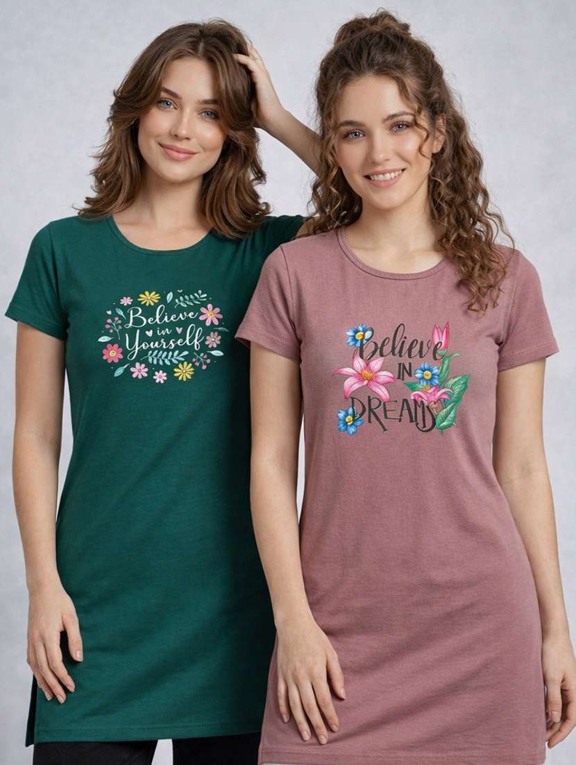women pack of 2 printed short sleeve loungewear t-shirt