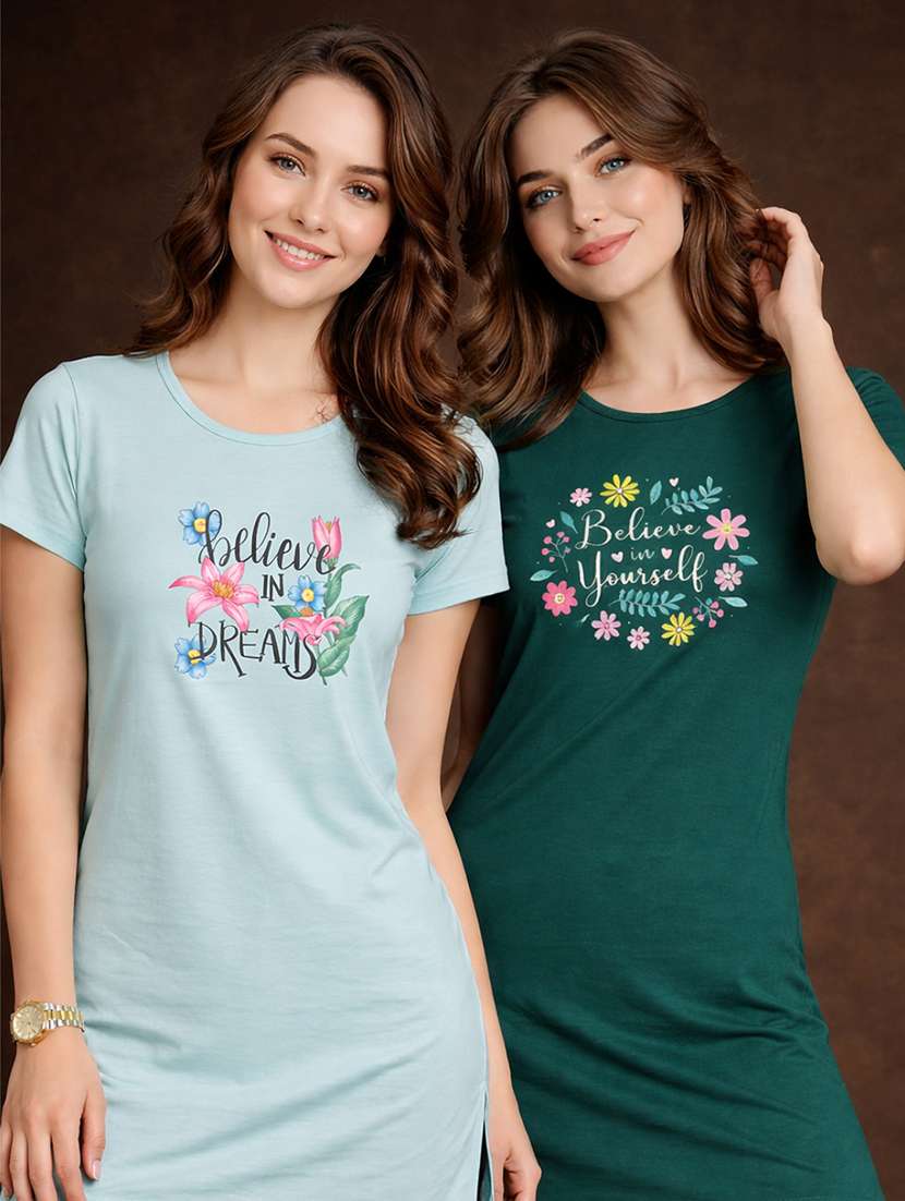 women pack of 2 printed short sleeve loungewear t-shirt