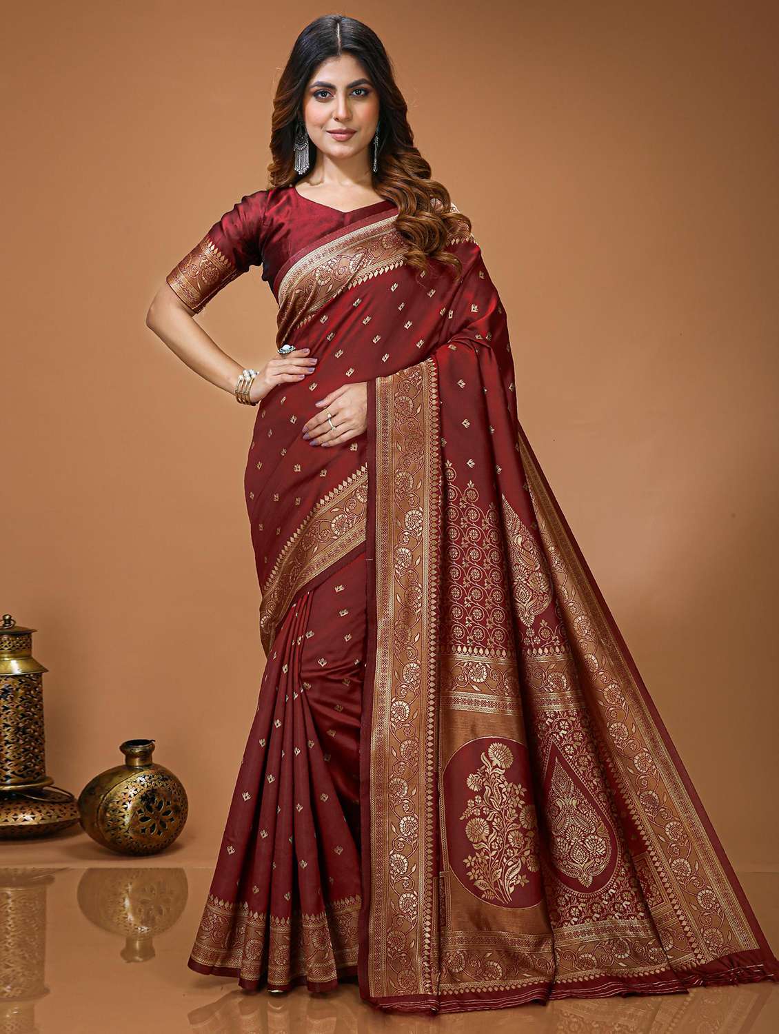women red kanjivaram saree with blouse