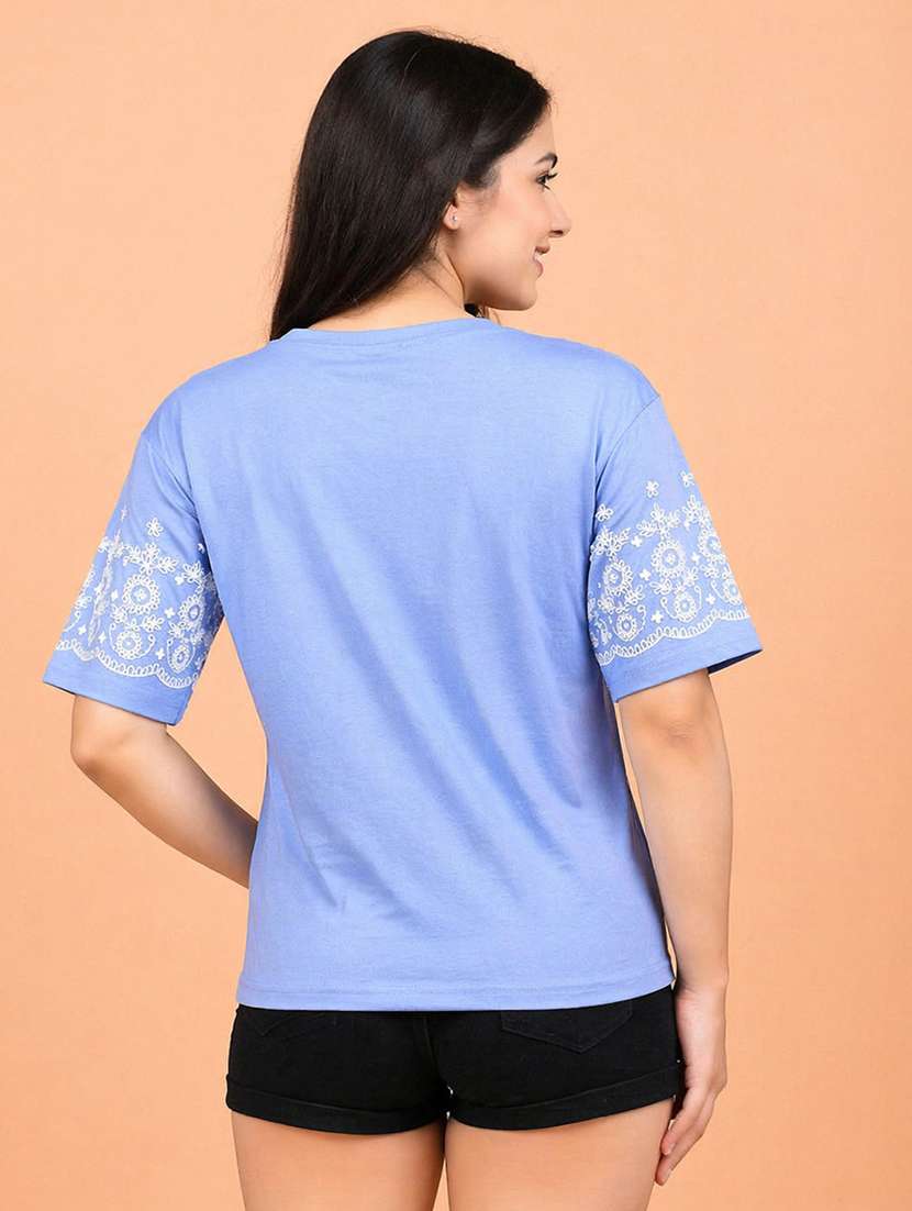 women embroidered short sleeve top - 22473668 -  Standard Image - 3