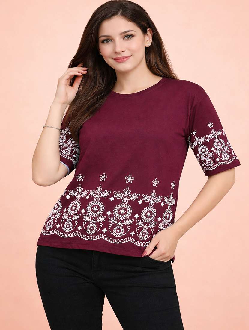 women maroon cotton crop top