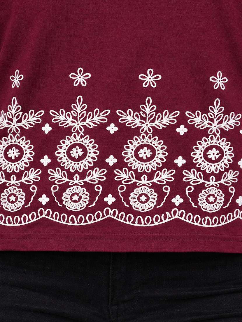 women maroon cotton crop top - 22473669 -  Standard Image - 5
